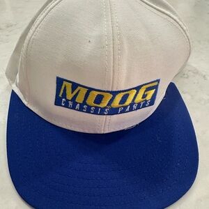 Moog White and Blue Cap - has nascar embroidered on back
